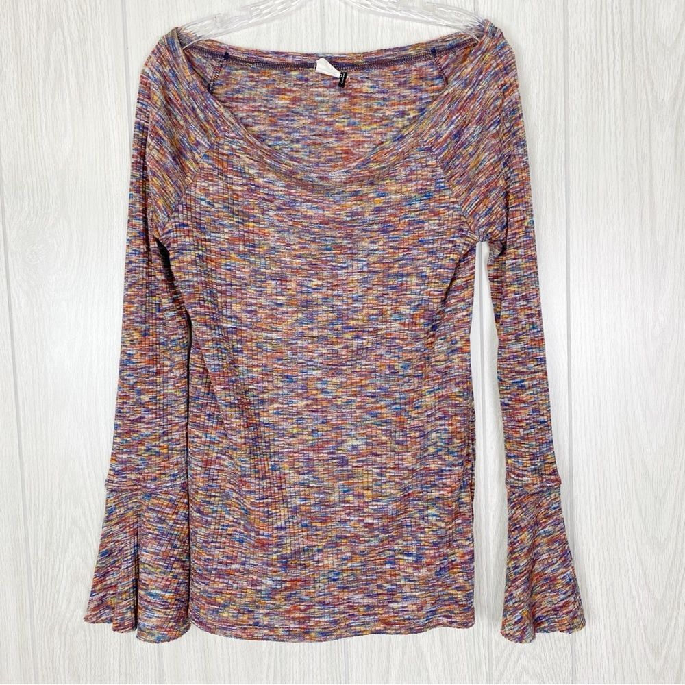 Akemi + Kin | Zaka Rainbow Knit Bell Sleeve Top Size Small
